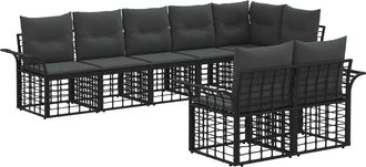vidaXL Conjunto De Sof&aacute;s De Exterior 8 Uds. Negro Y Gris Oscuro Vidaxl