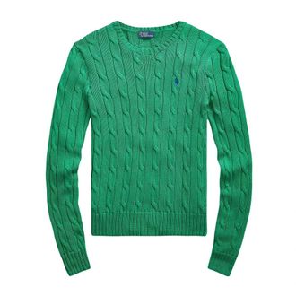 Polo Ralph Lauren Rondgebreide trui - Dames - Ronde hals truien - Groen - XS - Katoen - Truien & Vesten