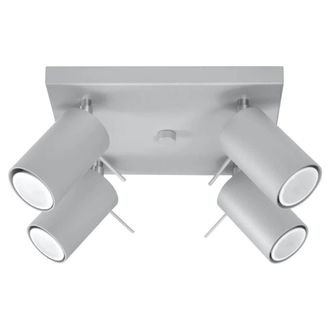 Wonderlamp Plaf&oacute;n de techo cuadrado con 4 focos orientables gris