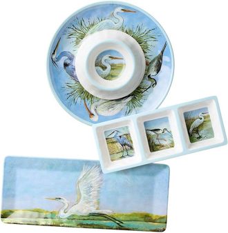 Certified International Coastal Birds Melamine 3Pc Hostess Set