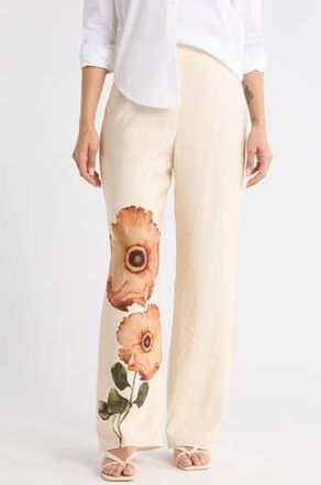 Desigual Floral Wide Leg Pants in Medium Beige at Nordstrom Rack, Size X-Small