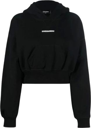 Dsquared2 Felpa corta con logo stampato - - Sweatshirts & Hoodies - Donna - Nero - M