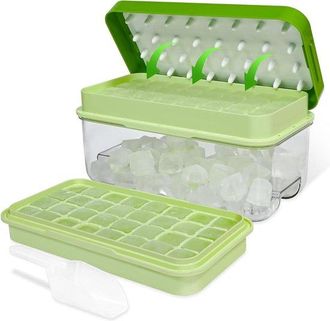 OEM Cubitera Con Tapa - 64 Cubitos De Hielo - F&aacute;cil De Extraer - C&oacute;cteles, Whisky, Caf&eacute; - 2 Bandejas, 1 Cubo De Hielo