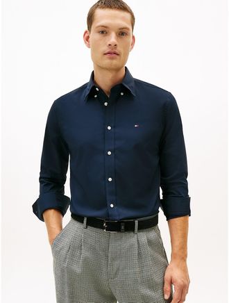 Tommy Hilfiger Mens Regular Fit TH Performance Shirt - Navy - L