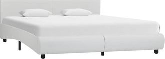 vidaXL Estructura De Cama Con Led Cuero Sint&eacute;tico Blanco 160x200 Cm