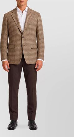 Tagliatore wool houndstooth single-breasted suit jacket