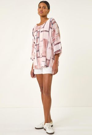 Roman Abstract Print Tunic Top