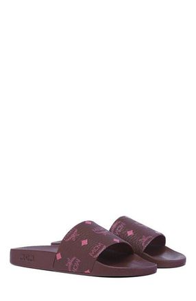 MCM Womens Monogram Print Rubber Slides in Cinnamon at Nordstrom, Size 40