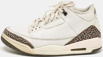 Air Jordan White Leather Jordan 3 Retro Neapolitan Dark Mocha Sneakers
