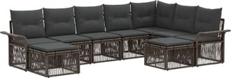 vidaXL Conjunto De Sof&aacute;s De Jard&iacute;n 9 Uds. Gris Y Gris Oscuro Vidaxl