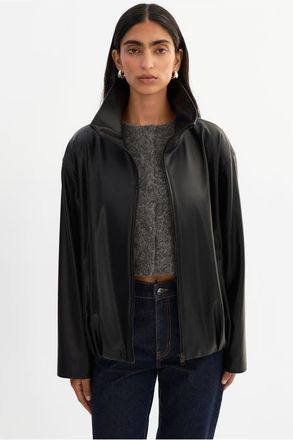 LaMarque DENITA | Faux Leather Oversized Bomber Jacket in Black at Nordstrom, Size Xx-Small