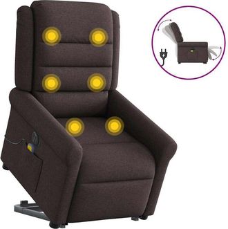 vidaXL Vidaxl - Sill&oacute;n Masaje El&eacute;ctrico Reclinable Elevable Tela Marr&oacute;n Oscuro