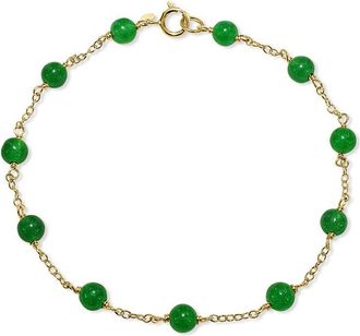 Jewelmak 14K Green Jade Bracelet