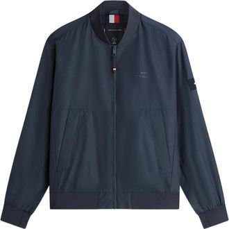 Tommy Hilfiger Waterafstotend Tonaal Logo Bomberjack - Heren - Bomber jackets - Blauw - M - Polyester - Jassen