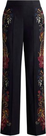 Etro Broeken, Dames, Zwart, XS, Zijdebroek met geplaatst bloemen-paisleypatroon