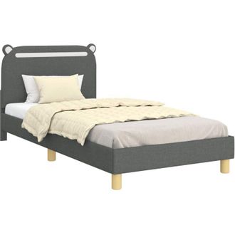 vidaXL Cama Para Ni&ntilde;os Con Cabecero Gris Oscuro 90 X 200 Cm Tela Vidaxl