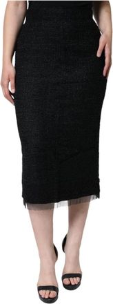 Dolce & Gabbana Zwarte Wol Midi Potlood Rok Rits - Dames - Midirokken - Zwart - 2XS - Wol - Rokken