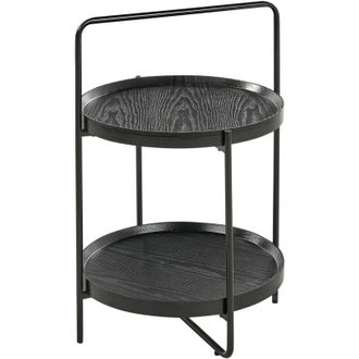 Beliani Beliani - Modern Side Table Metal Frame mdf 2-Tier Shelf Round Black ø 45 cm Evart