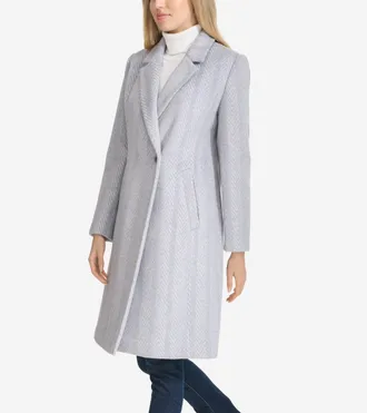 Cole Haan Womens Patterned Asymmetric Coat - Grey Size 12