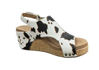 Corkys Footwear Womens Carley Cow Smooth Wedge Sandals In Multi