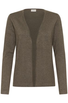 Kaffe Womens Cardigan Long Sleeves Regular Fit Open Front Hip Length Sweater, Morel Melange, L