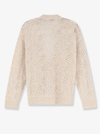 Brunello Cucinelli Womens Cardigan Dazzling Motif Beige Mohair Nylon Sweater