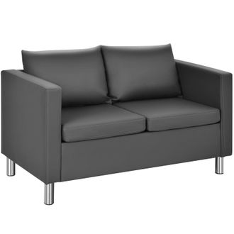 Costway Costway Modern PU Leather Sofa Chair Loveseat Single Armchair Couch 2 Seater Home Office in Grey