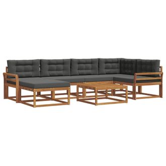 vidaXL Conjunto De Sof&aacute;s De Exterior 7 Pcs Natural Y Antracita Vidaxl