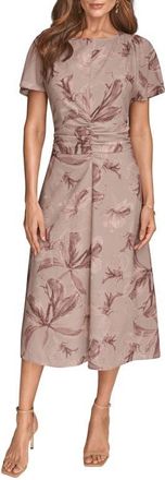 DKNY Floral Print Midi Dress in Nolita Combo at Nordstrom, Size 12