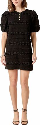 English Factory Short Puff Sleeve Smocked Mini Dress In Black