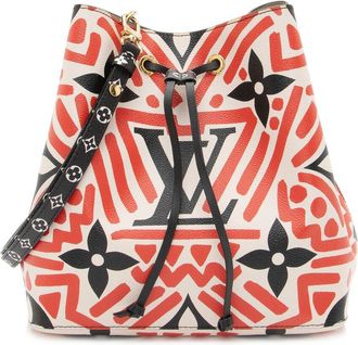 Louis Vuitton Black, Red, White Coated Canvas & Leather Crafty Neonoe MM (Authentic Pre-Loved)