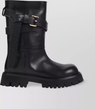 Moschino leather ankle biker boots