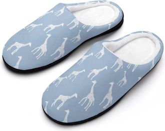 Generic Giraffes Pattern Funny Mens Cotton Slippers Soft Non-Slip Rubber Sole House Slipper Indoor Outdoor