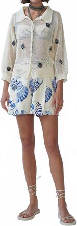 Carolina K Womens Delmar Crochet Bomber Overshirt In Gardenia