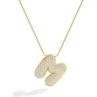 Mint & Lily Pave Bubble Initial Necklace in 18K Gold /Letter M at Nordstrom