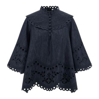 Zimmermann Denim Shirts, female, Blue, Size: XS Mahon Denim Blouse