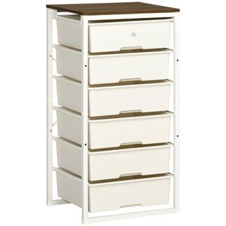 HOMCOM Chest of Drawers - 6 Drawer Unit Storage Chest Bedroom Living Room White | TJ Hughes