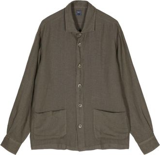 Fedeli button-up linen shirt - men - Linen/Flax - 52 - Green
