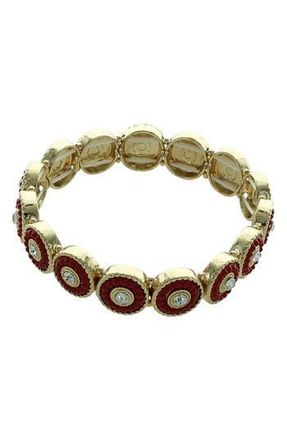 Olivia Welles Full Circle Stretch Bracelet in Gold/Red/Clear at Nordstrom Rack