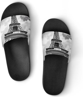Generic E-iffel Tower Black And White Unisex Beach Slippers & Pool Slides Anti-Slip House Shoes for Home Outdoor