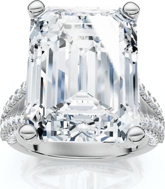 Pompeii3 Certified 9.80Ct Aspen Emerald Cut Diamond Engagement Ring 14k Gold Lab Grown