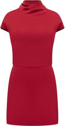 Versace Red Mock Collar Mini Dress