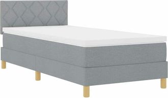 vidaXL Vidaxl - Cama Box Spring Con Colch&oacute;n Gris Claro 100 X 200 Cm Tela