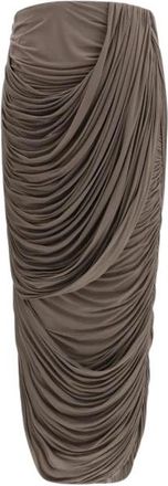Magda Butrym Draped Cupro Midi Rok - Dames - Midirokken - Bruin - 2XS - Rokken