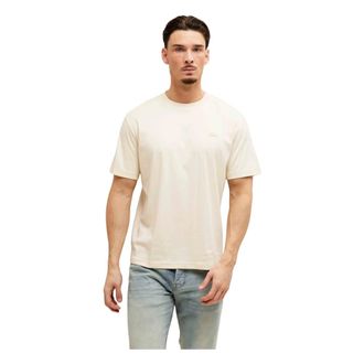 Lacoste T-Shirts, male, Beige, Size: 2XL Embroidered Signature T-Shirt