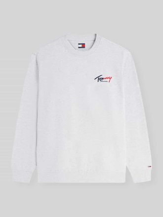 Tommy Jeans Regular Fit Sweatshirt aus reiner Baumwolle in Hellgrau Melange, Gr&ouml;&szlig;e XXL
