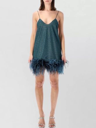 Os&eacute;ree lumiere feather detail glitter mini dress