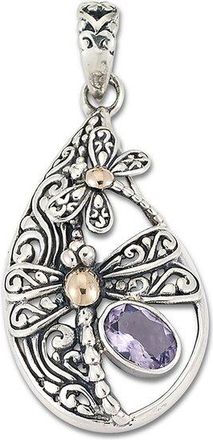 Samuel B. 18K & Silver Amethyst Dragonfly Pendant