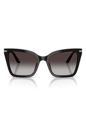 Emporio Armani 53mm Gradient Square Sunglasses in Shiny Black /Grey Gradient at Nordstrom