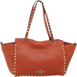 Valentino Pre-owned Rockstud tote - Dames - Vintage Handtas - Bruin - ONE Size - Leer - Vintage